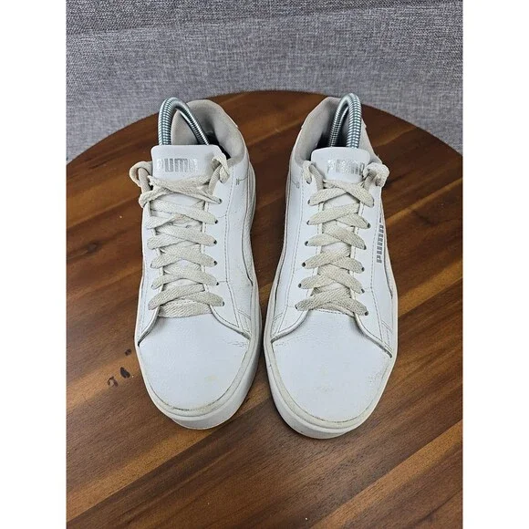 PUMA Smash Platform v3 White Silver Sneakers‎ Women’s US 7.5 EU 38 Casual Shoes - Picture 4 of 14